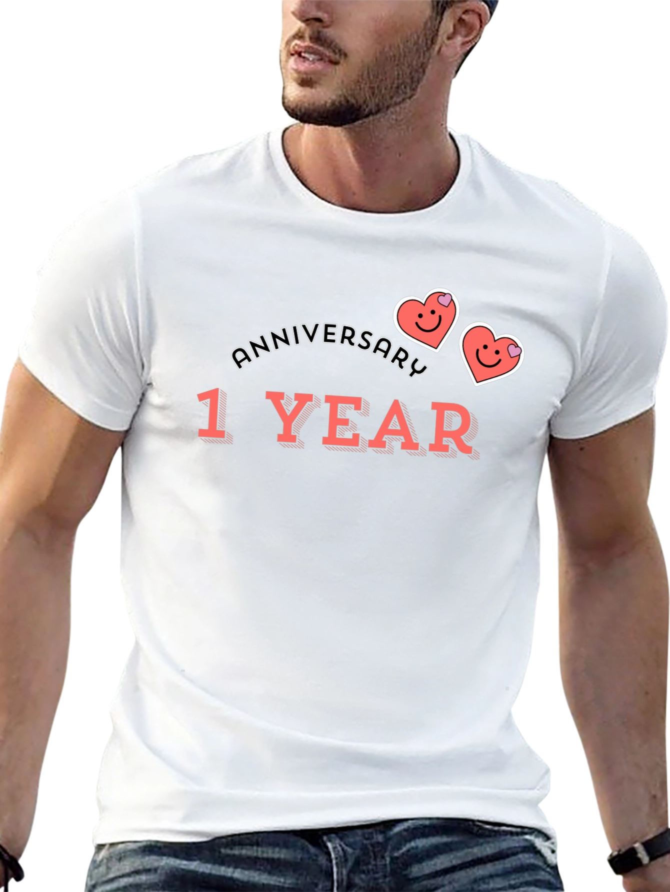 1 Year Anniversary Graphic Tee - Cute Hearts