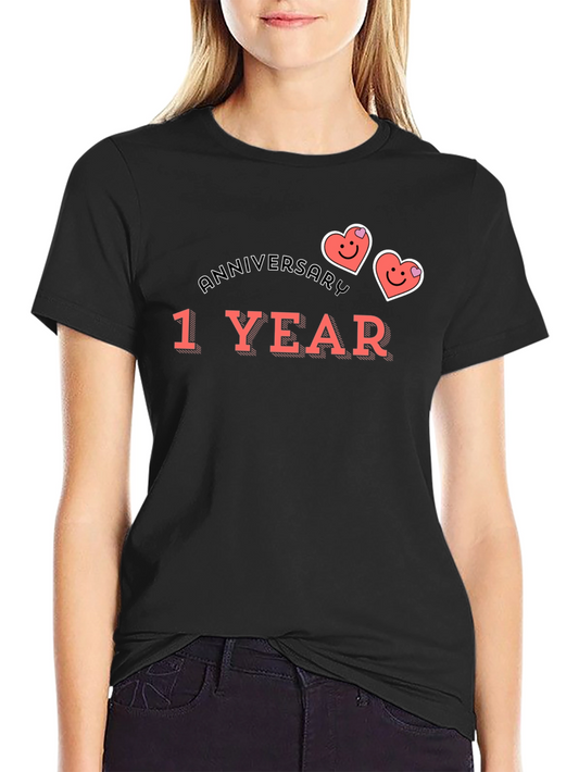 1 Year Anniversary Graphic Tee - Cute Hearts