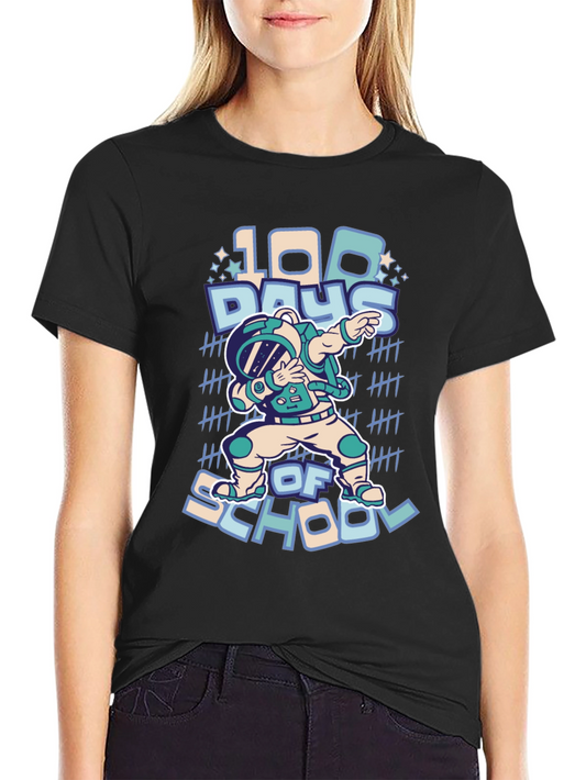 100 Days of School Dab Astronaut Black T-Shirt