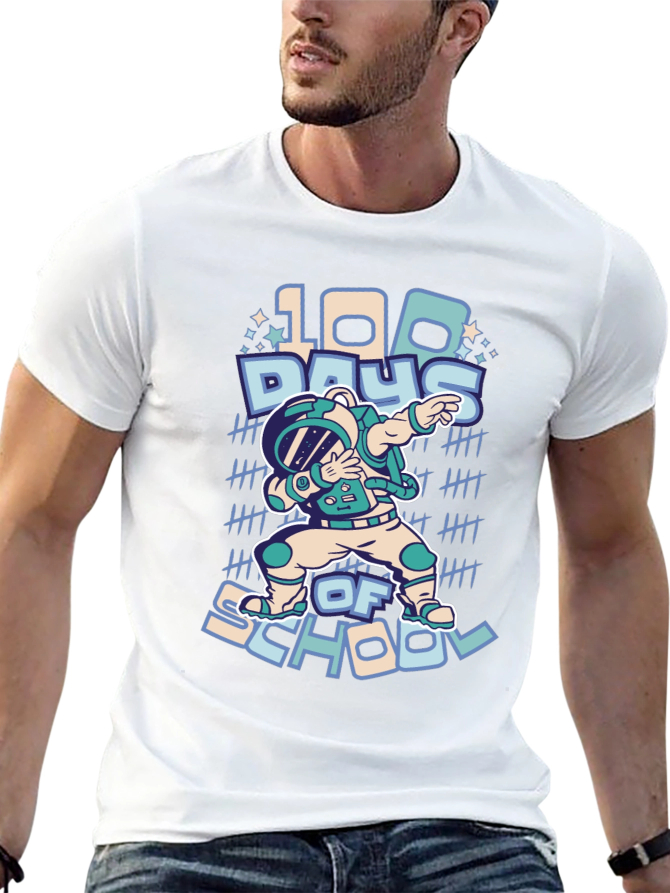 100 Days of School Dab Astronaut Black T-Shirt