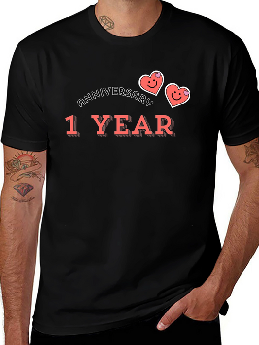 1 Year Anniversary Graphic Tee - Cute Hearts